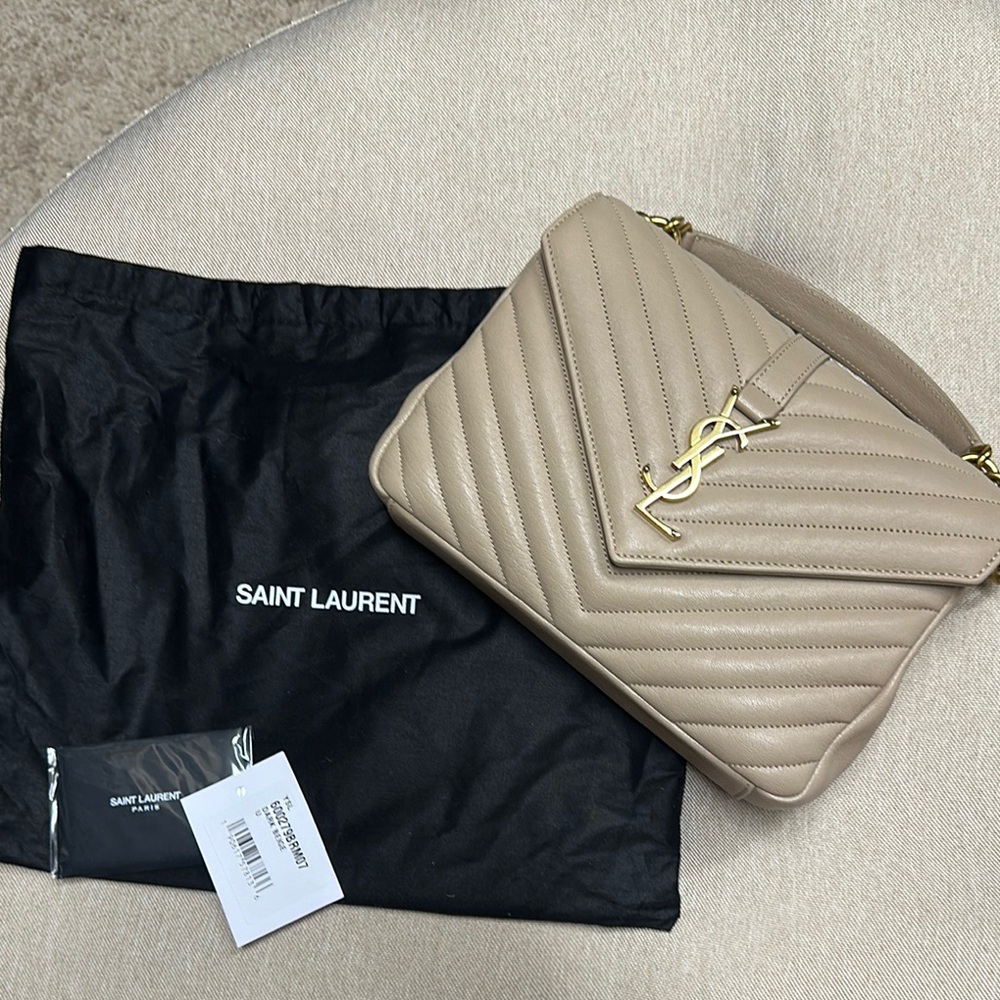 Saint Laurent Quilted Shoulder Bag with Gold Hardware